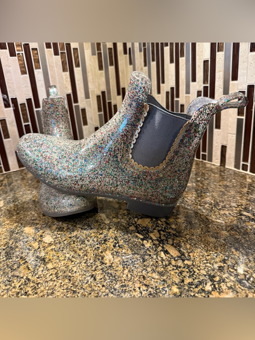 Jack Rogers Sallie Glitter Women's Size 10 Chelsea Rubber Ankle Rain Boots